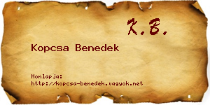 Kopcsa Benedek névjegykártya